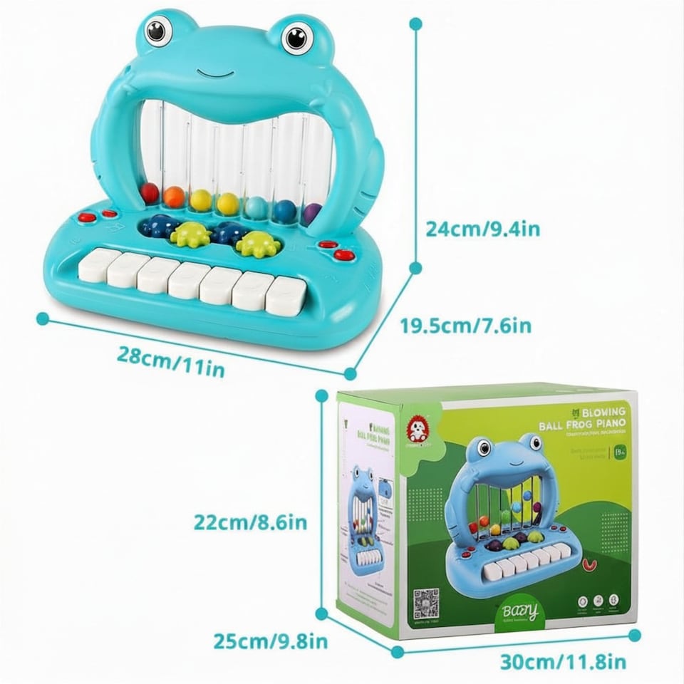 image 1 of Frog Light-Up Bouncing Ball Piano Toy - Electric Musical Keyboard with Dancing Ball, Flashing Lights & Fun Sound Effects - Interactive Baby & Toddler Music Toy, Perfect Early Learning Gift for Boys & Girls