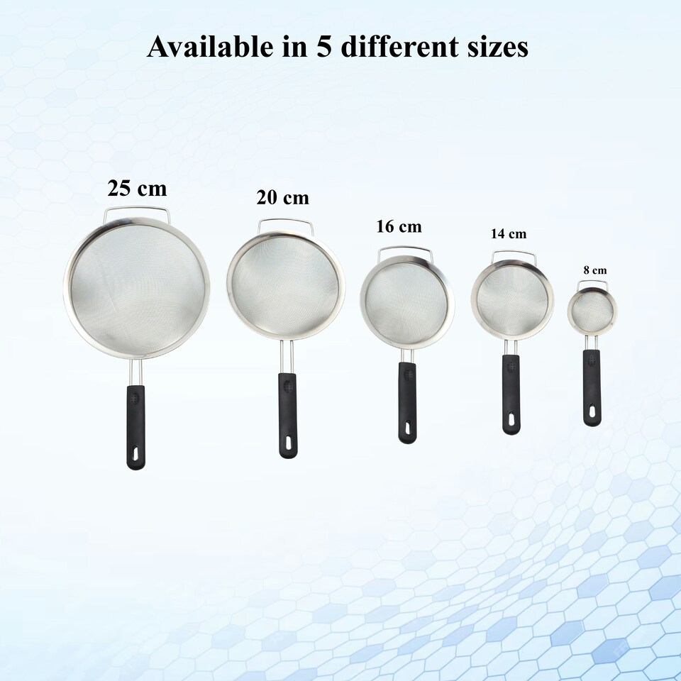 image 1 of Buckingham Stainless Steel Fine Mesh Sieve Strainer 25 cm Soft Touch Handle