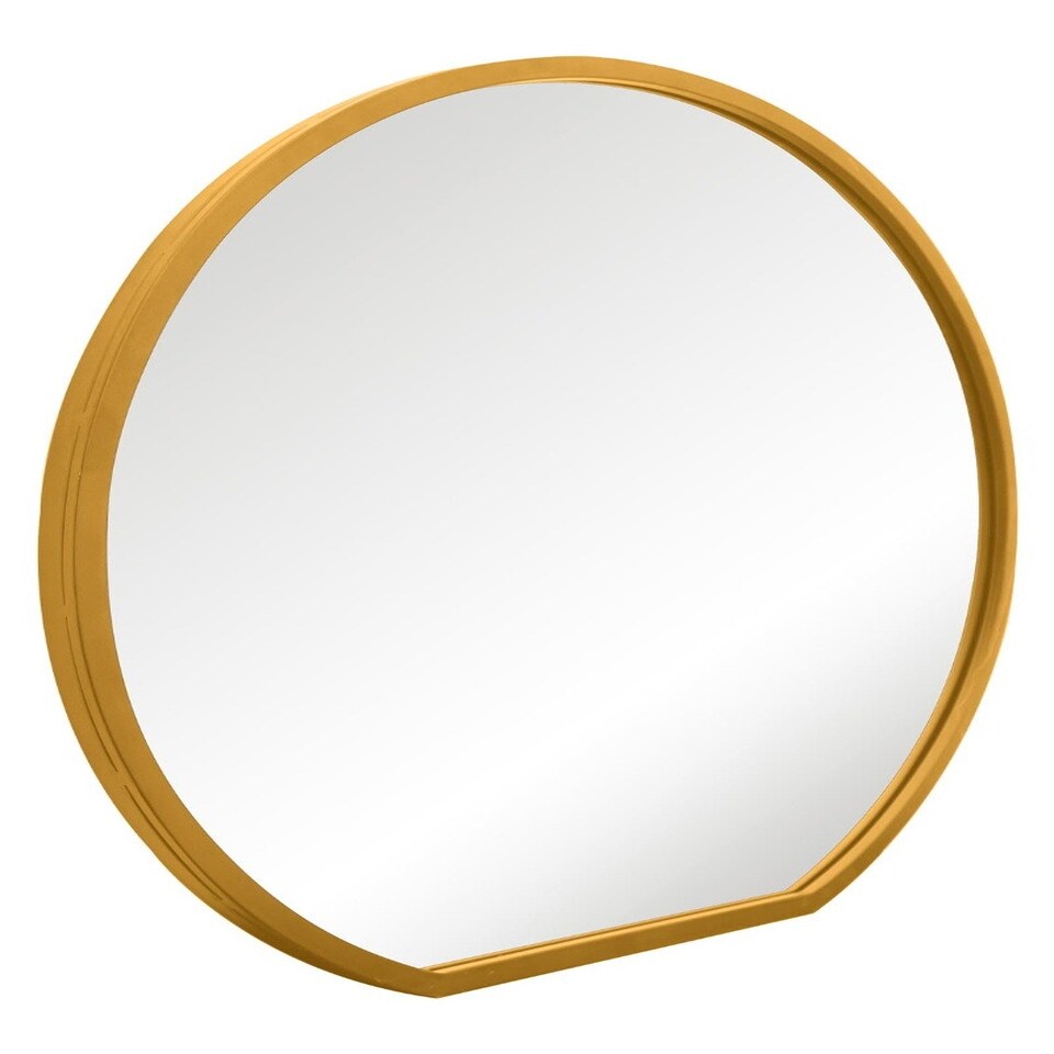 image 1 of The Circulus - Gold Framed Flat Bottom Circular Wall Mirror - Perfect for the Mantle! 41" X 39" (105CM X 100CM) Gold