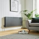 image 2 of 600mm (H) x 420mm (W) - Anthracite Horizontal Radiator (Berlin) - Double Panel - (0.6m x 0.42m) - Depth 70mm