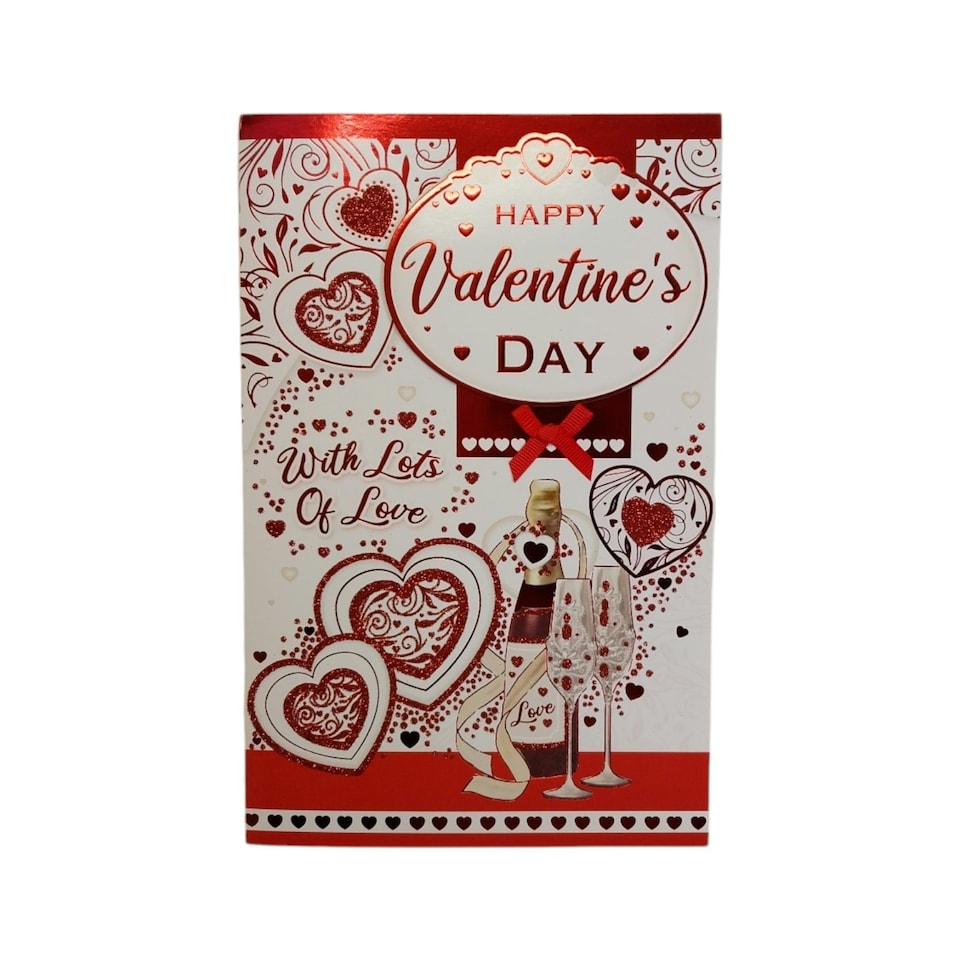 image 1 of Red Glitter Hearts Classic Design Valentine's Day Card
