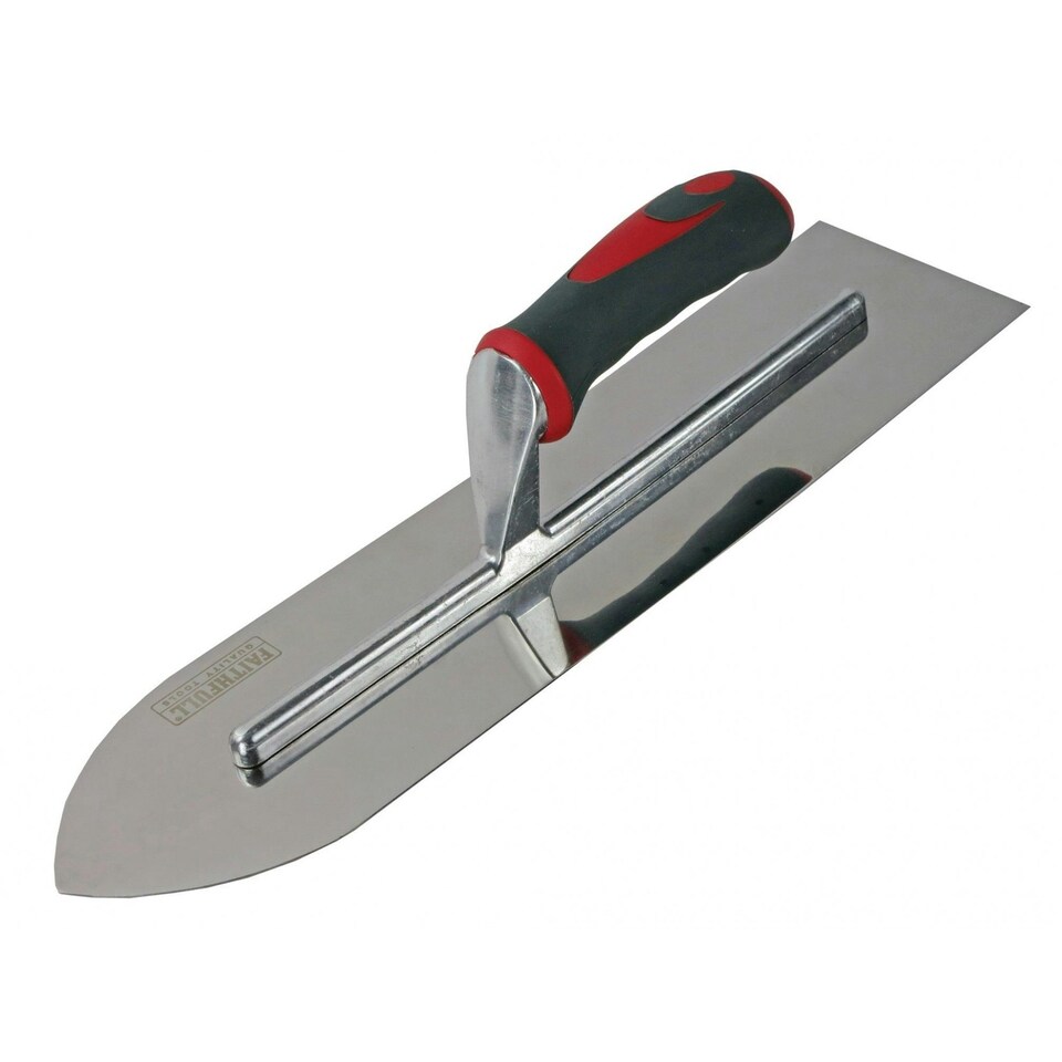 Faithfull Flooring Trowel Stainless Steel Soft Grip Handle 16 X 4in - Multi Colour - 400 x 100mm (16 x 4in)