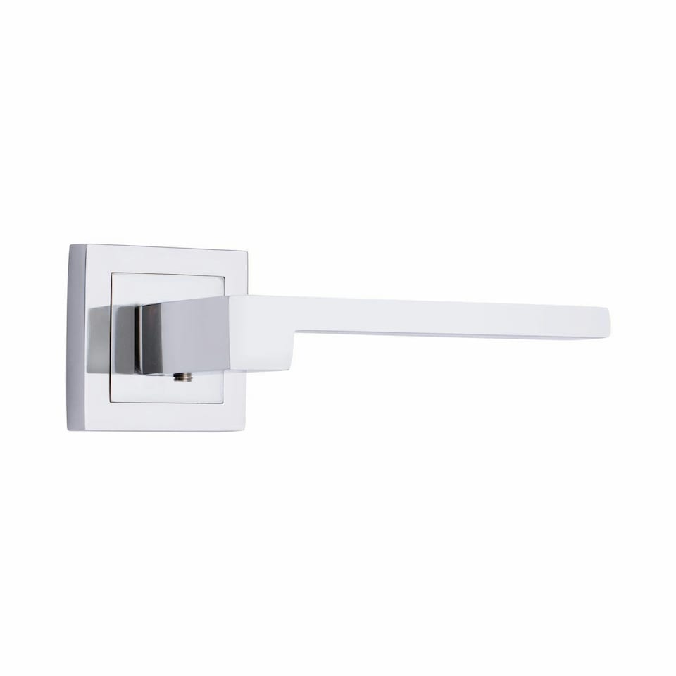 image 1 of Golden Grace 1 Pair Zeta Premium Design Door Handles on Square Rose in Polished Chrome Finish | Chrome | 1 Pair