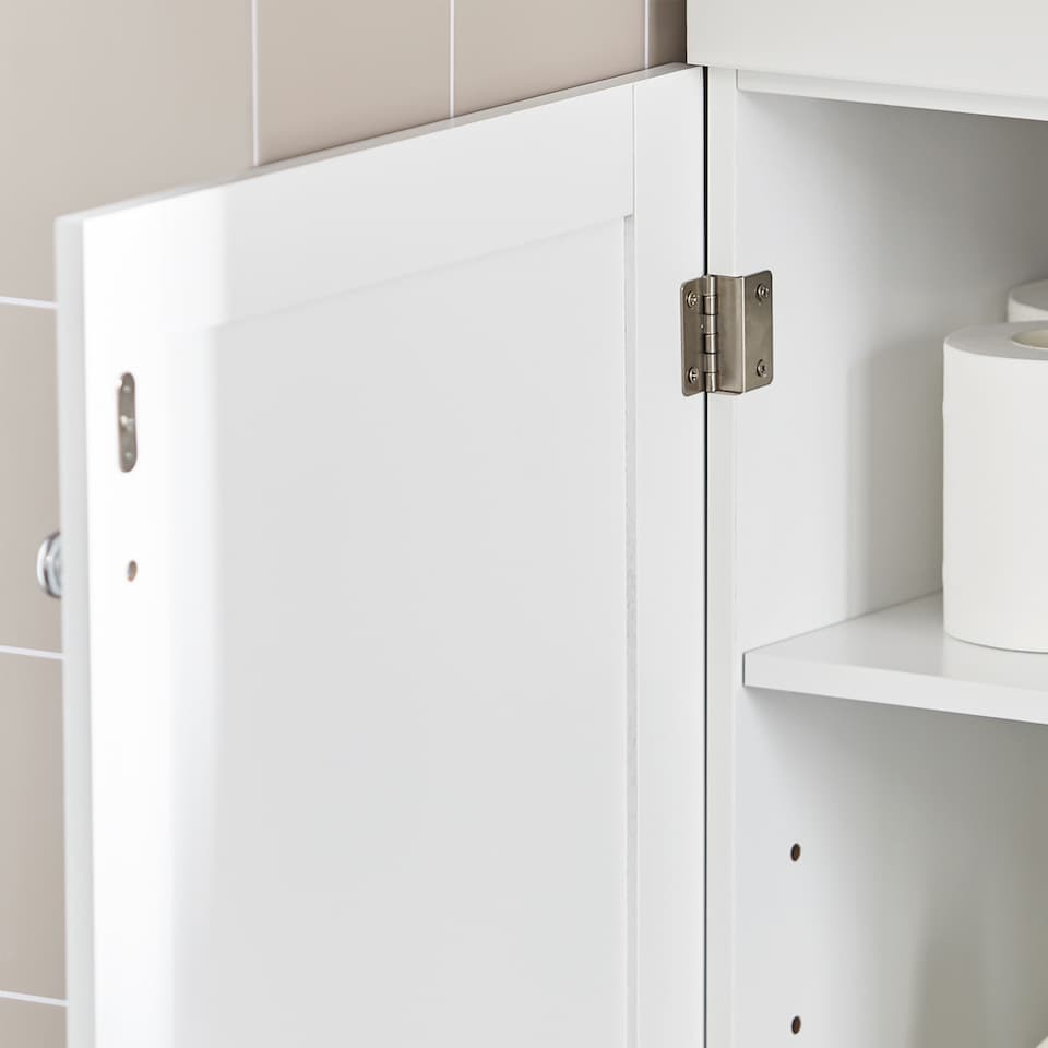 image 1 of SoBuy BZR17-W,Tall Narrow Cupboard Freestanding Storage Cabinet with 1 Drawer | White | White | 1