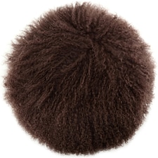 SNUGRUGS Mongolian Sheepskin Cushion - Round - 40cm | Brown | Round 40cm
