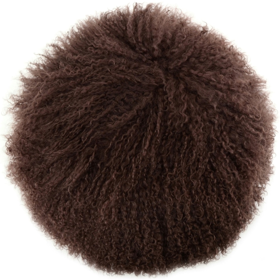 image 1 of SNUGRUGS Mongolian Sheepskin Cushion - Round - 40cm | Brown | Round 40cm