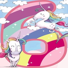 6th Birthday Card for Girl Cute Unicorn Pony & Glitter