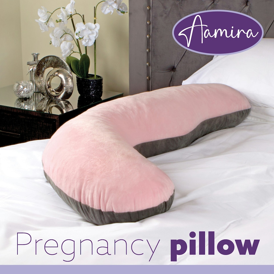 image 1 of Aamira L-Shaped Pregnancy Pillow Memory Foam Maternity Nursing Support Cushion Pink & Dark Grey | Grey | Grey | 145cm | 1