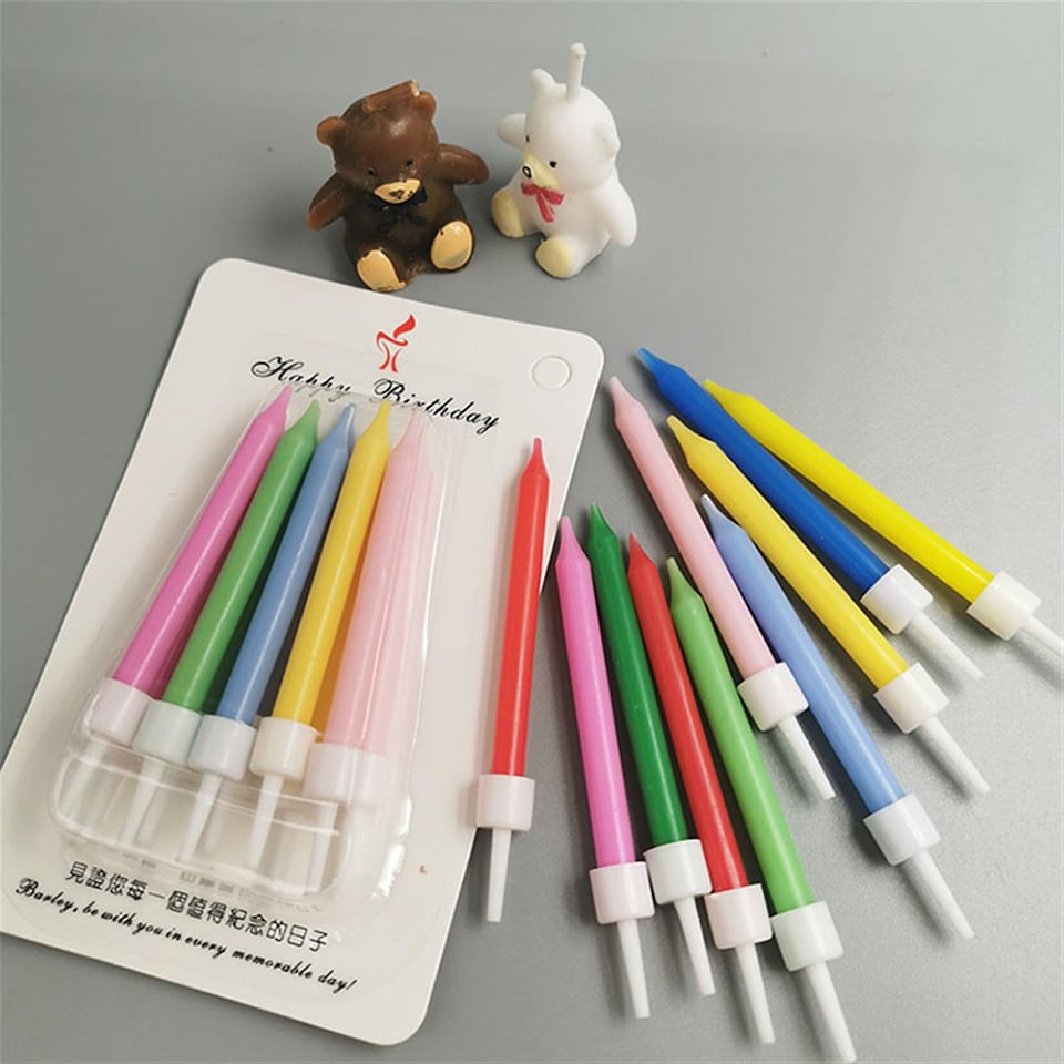 image 1 of Pack of 10 Multicolor Light Body Pins Candles With Thread Pillar