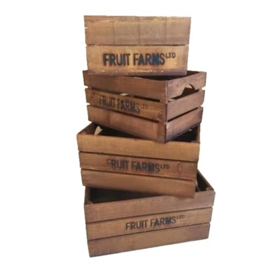 Wooden Fruit Crates (Set of 4) Brown