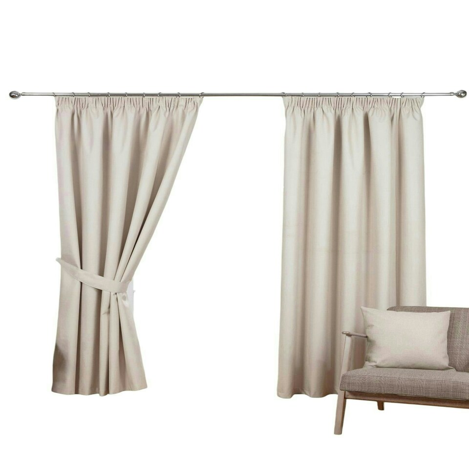 image 1 of Eclipse Pencil Pleat Blackout Curtains - Beige - 117cm x 229cm
