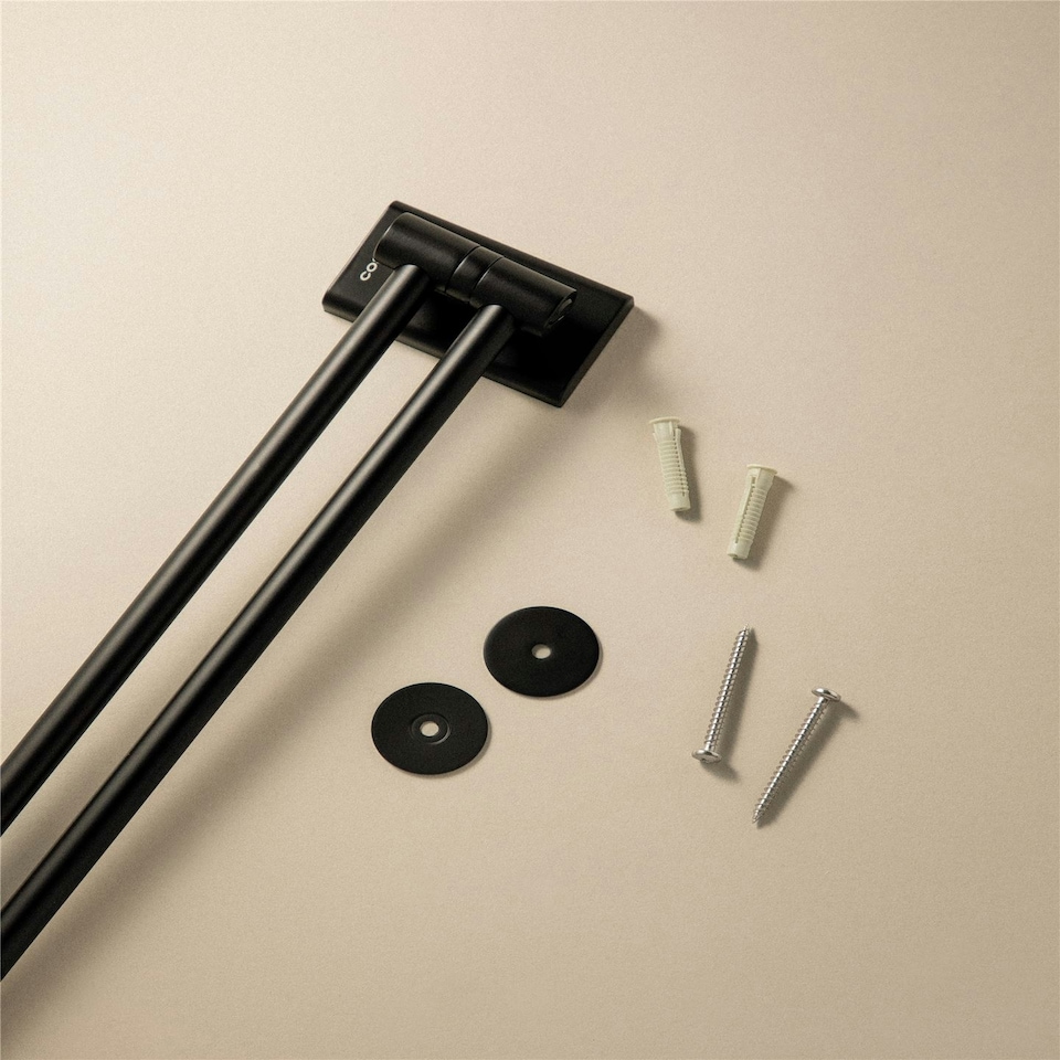 image 1 of Cosmic Swivel Double Towel Rectangular Rail with Black Matt Finish for Bathroom