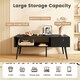 image 4 of COSTWAY 109 CM Coffee Table with Drawer and Storage Shelf Black Black