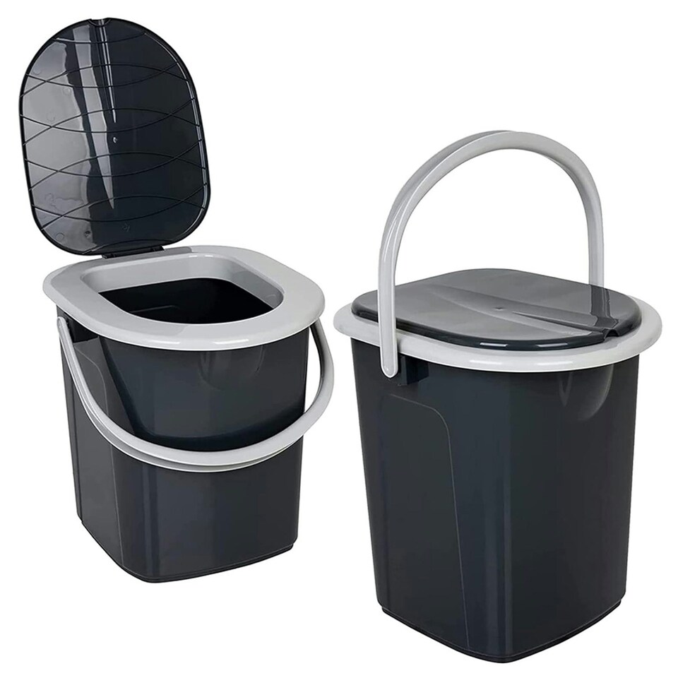 image 1 of 2 x Lightweight Portable 22 Litre Compact Camping Toilet Seat With Lid & Handle