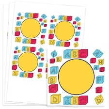 Building Blocks Design 95mm Square Sticker sheet of 4