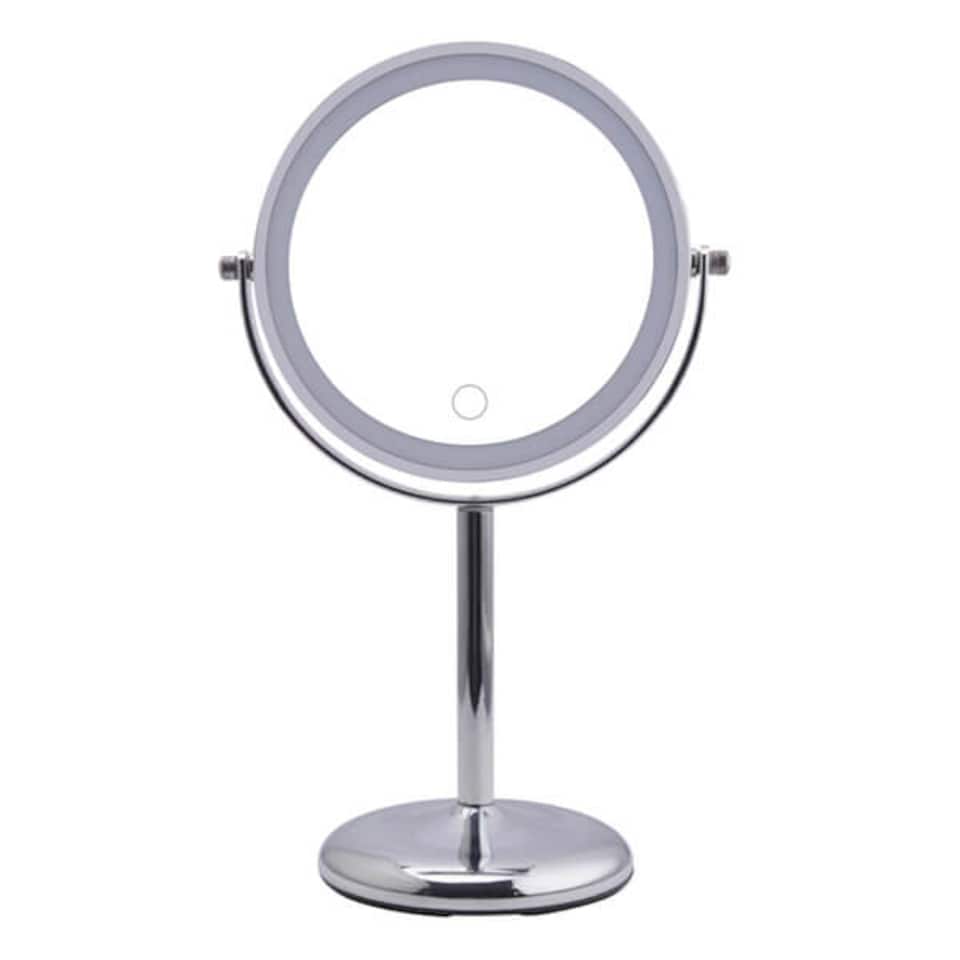 image 1 of Showerdrape Iris 5x Magnifying Chrome Makeup Vanity Mirror with LED Light