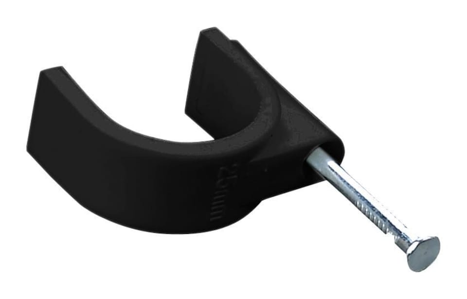 image 1 of PRO ELEC - Round Cable Clips, 4mm, Black, Pack of 100