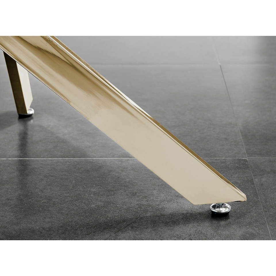 image 1 of Furniturebox Novara Gold Metal 100cm Round Glass Dining Table