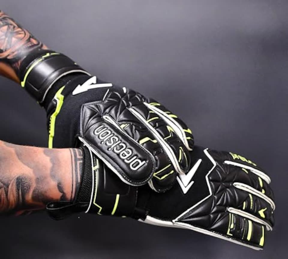 image 1 of ​​Precision Fusion X Pro Roll Finger Giga Professional Football Junior Goalkeeper Gloves, Black, 6