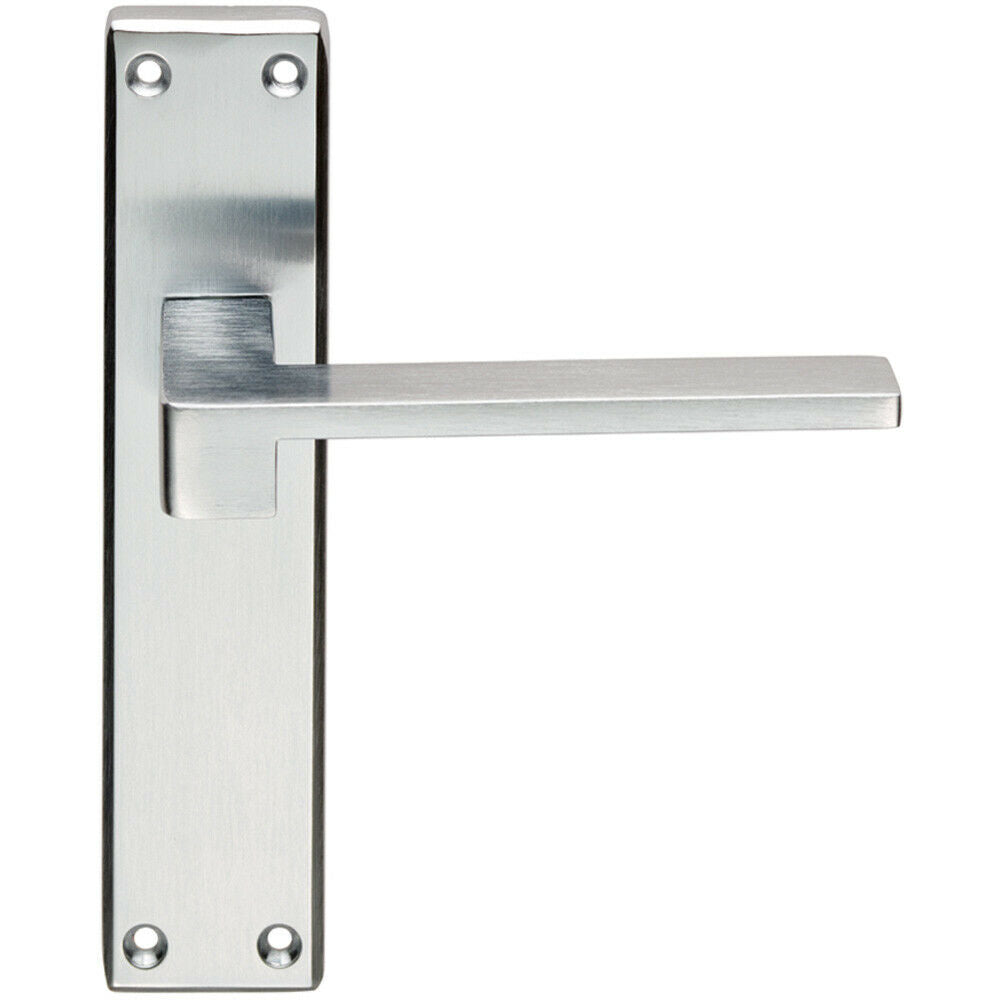 Loops PAIR Flat Straight Lever on Latch Backplate Handle 180 x 40mm Satin Chrome