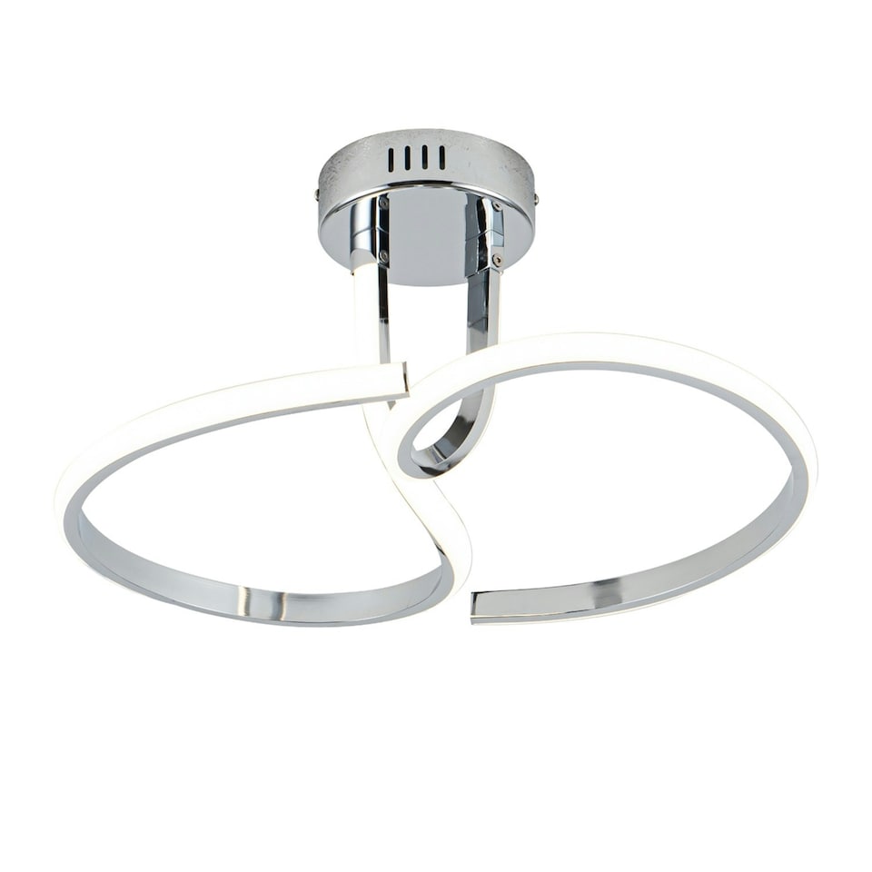 image 1 of First Choice Lighting Polished Chrome LED Curve Flush Ceiling Light Chrome | White
