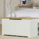 image 1 of Colorado Soft White Ottoman with Oak Veneer Lid - Storage Trunk for Living Room, Bedroom, or Hallway | White | Soft White | One Size | 1
