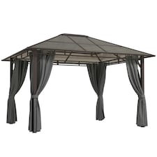 Outsunny 3.6x3(m) Hardtop Gazebo Garden Pavilion w/ Polycarbonate Roof, Grey | Grey | Dark Grey | 1