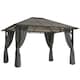 image 1 of Outsunny 3.6x3(m) Hardtop Gazebo Garden Pavilion w/ Polycarbonate Roof, Grey | Grey | Dark Grey | 1