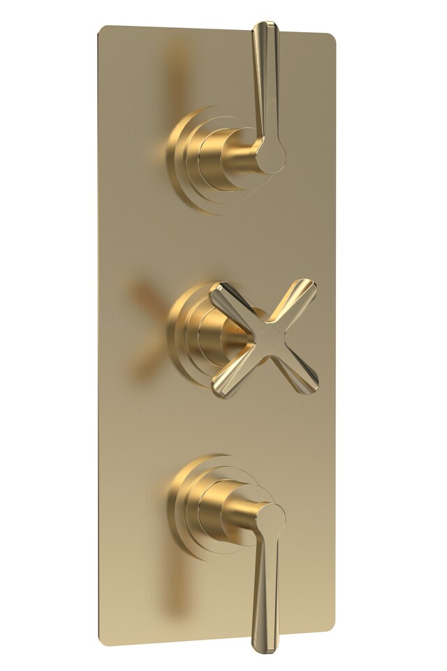 image 1 of Triple Concealed Thermostatic Shower Valve 2 Outlets Brushed Brass | Copper | Brushed Brass | 1