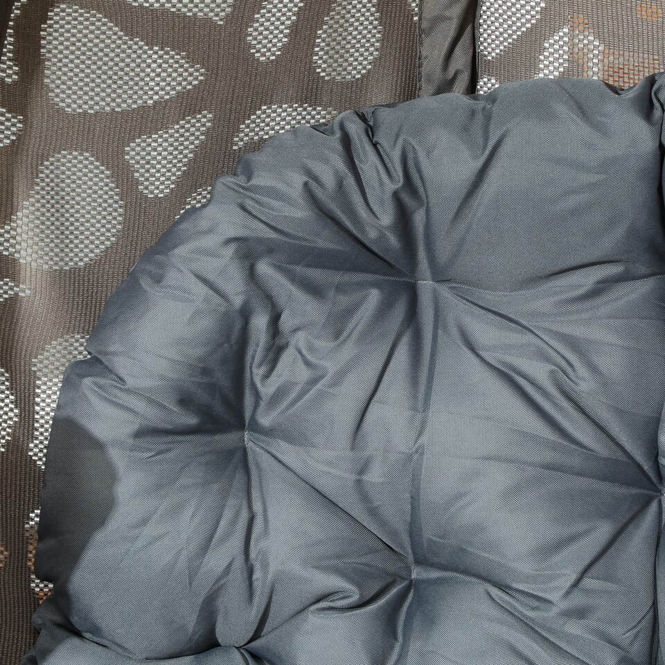 image 1 of Outsunny Swivel Egg Chair with Cushions, Foldable Basket Seat and Metal Frame, Indoor Outdoor Lounge Chair for Balcony, Patio and Living Room, Grey | Grey | Grey