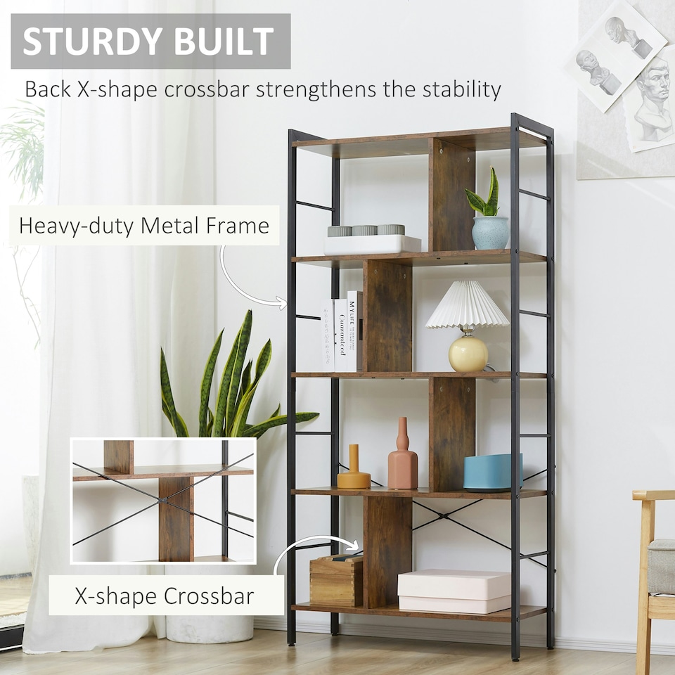 image 1 of HOMCOM Industrial Storage Shelf Bookcase Closet Floor Standing Display Rack