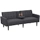image 1 of HOMCOM Click Clack Sofa Bed, Linen-Feel Fabric 3 Seater Sofa for Living RoomSpare RoomGuest Room, Bed Settee with Cup Holders, Grey
