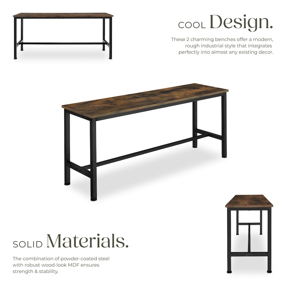 image 1 of Pair of Benches Fairfield 108 x 32.5 x 50 cm Brown | Dark