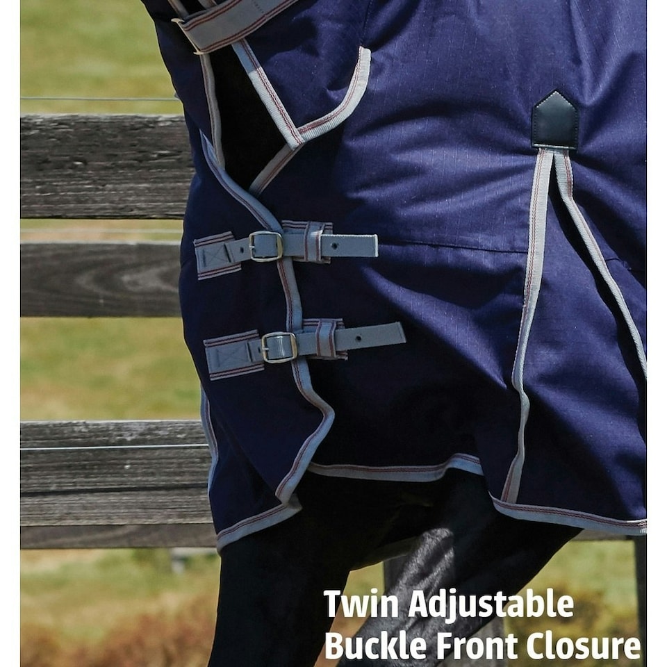 image 1 of Weatherbeeta Comfitec Lite Plus Essential Standard Neck Turnout Rug - Navy/Silver/Red - 5 ft