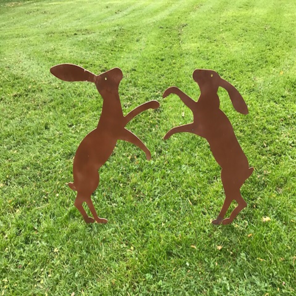 image 1 of Fenland Hare's 2Pc. - Steel - W39 x H45.7 cm - Bare Metal/Ready to Rust