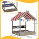 image 7 of Outsunny Sand Pit with Canopy, Blackboard, Toys, Sink, Seats, Flags for Kids