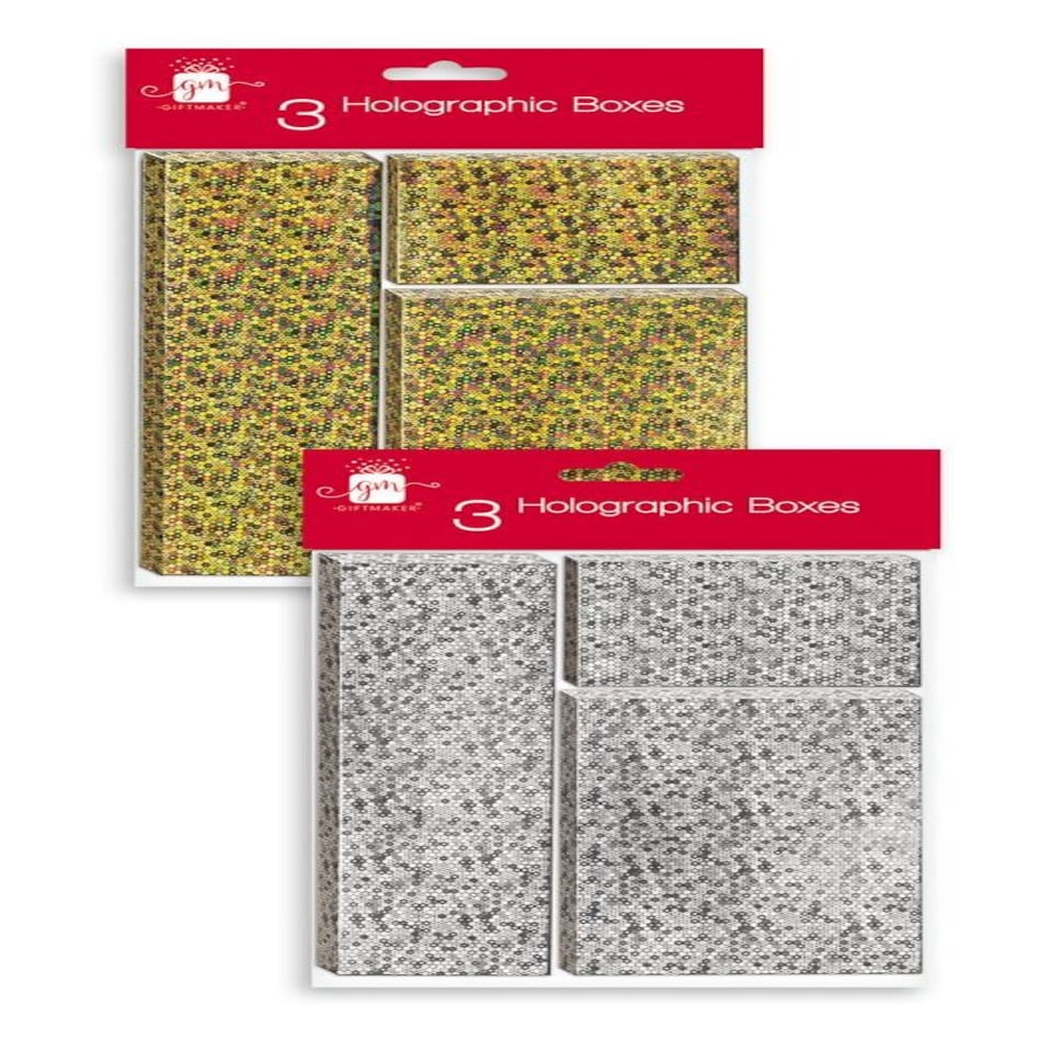 Pack of 3 Assorted Christmas Holographic Boxes
