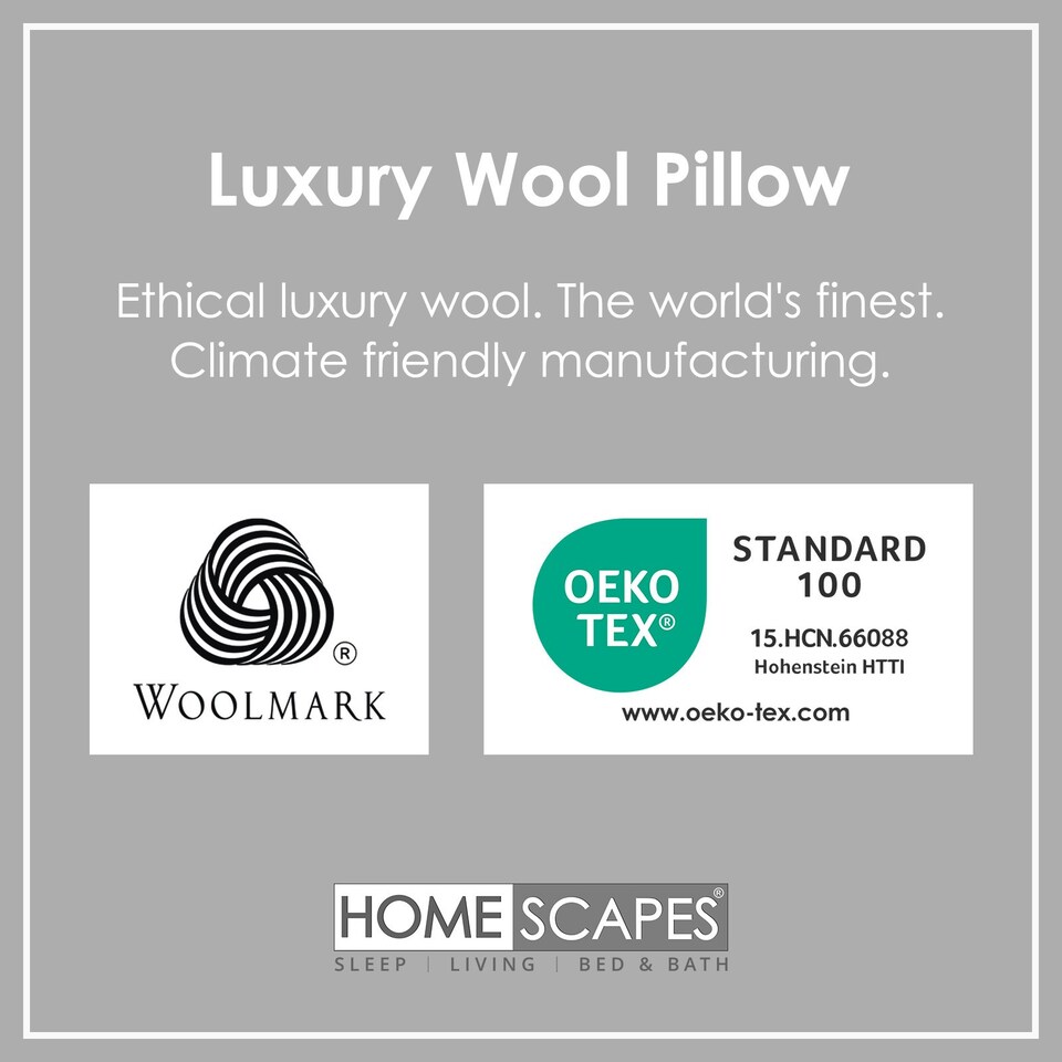 image 1 of Homescapes Premium Wool Pillow with Quilted Case, 19 x 29" White