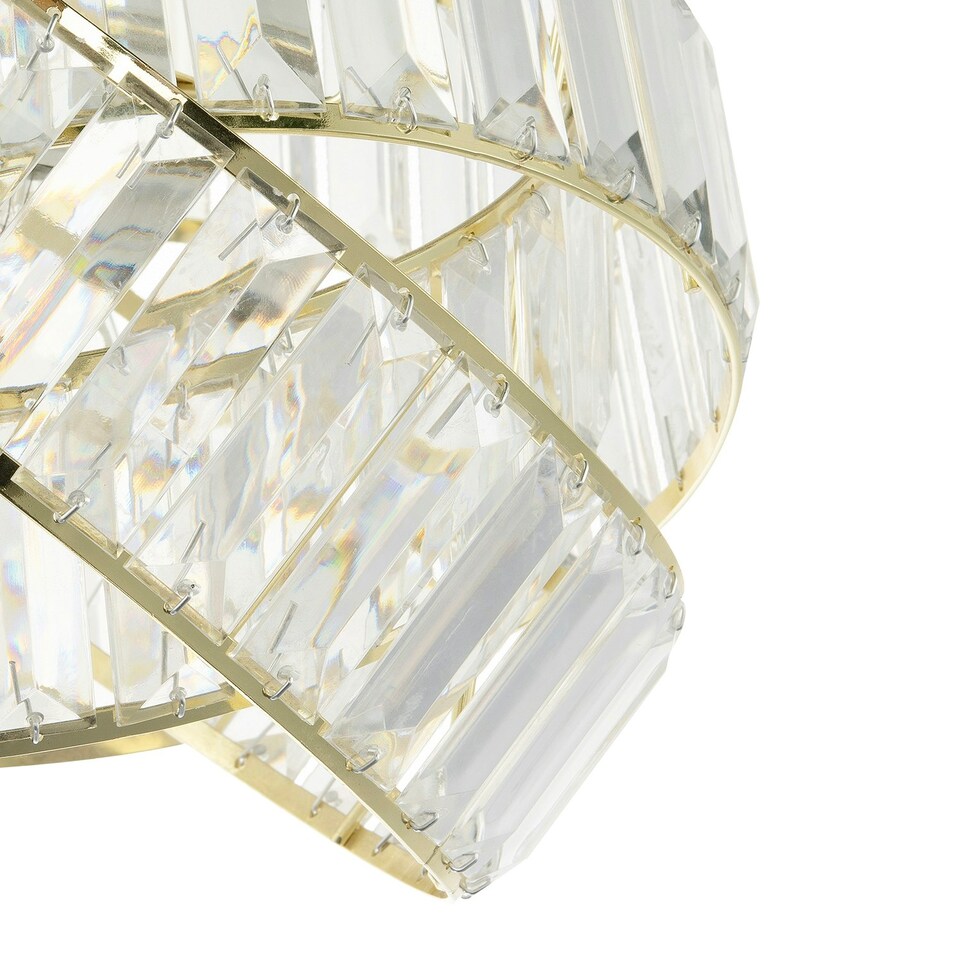 image 1 of Modern Three Ring Gold Pendant Shade with Transparent Acrylic Prisms Gold