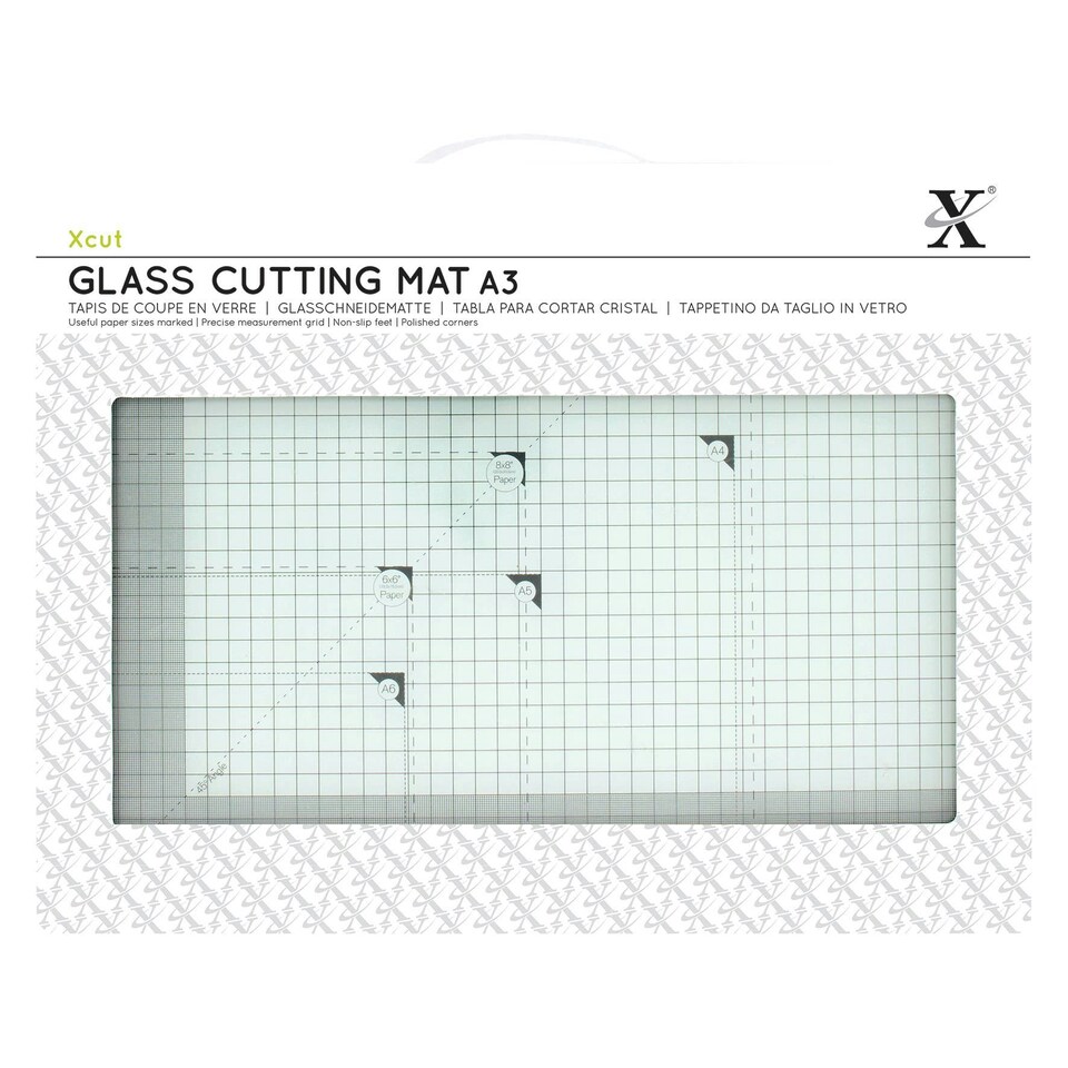 Xcut Tempered Glass Cutting Mat, Black & White, A3