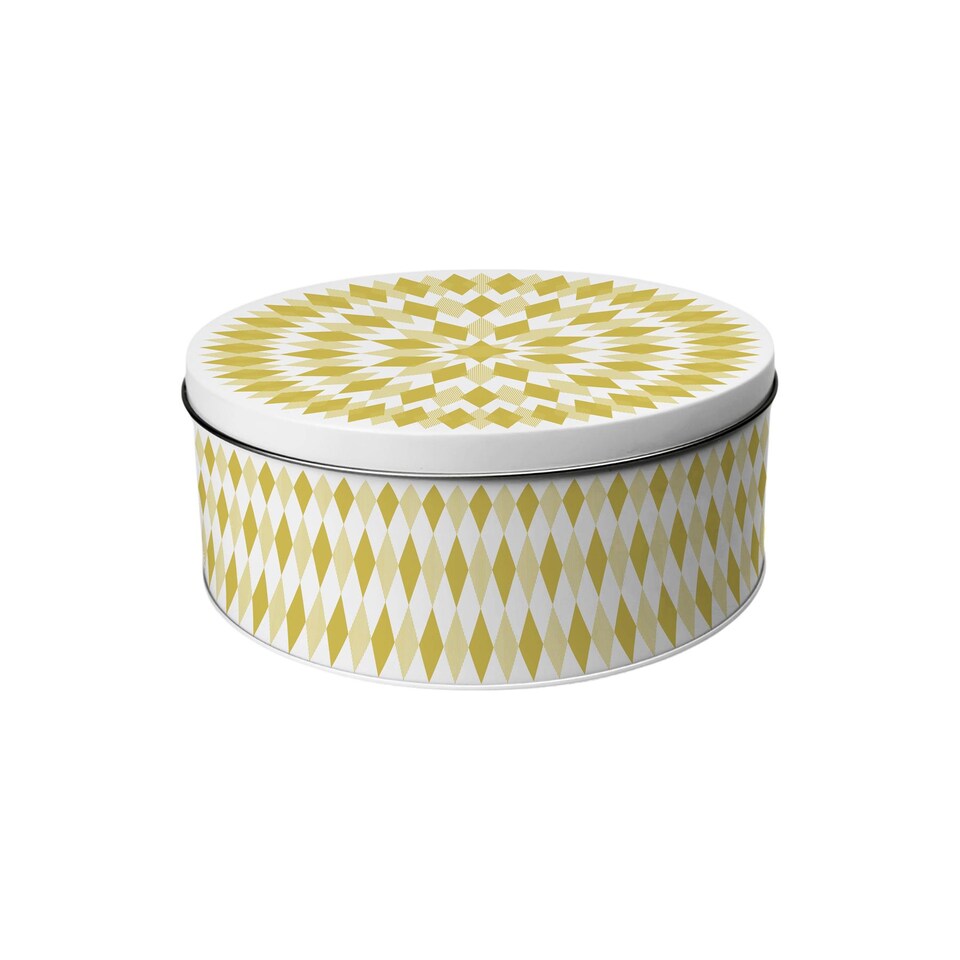 image 1 of Yellow Argyle Pattern Round Cake Tin Set