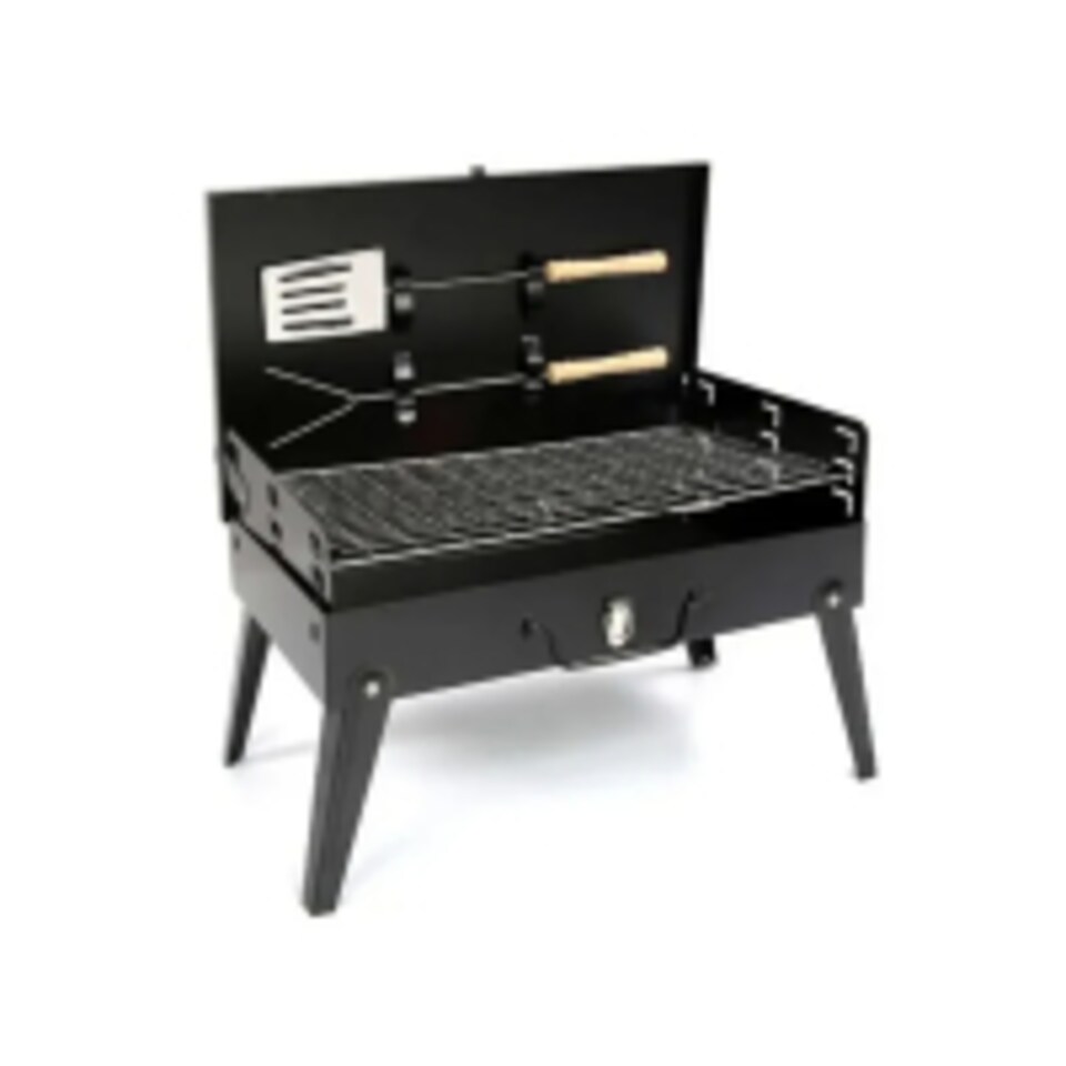 image 1 of Folding Charcoal BBQ Grill with Accessories Outdoor Portable