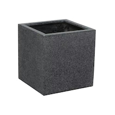 Primrose Black Cube Planter Poly-Terrazzo Outdoor Patio Garden 40cm
