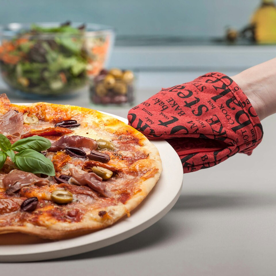 image 1 of Silicone Hot Grab Mini Oven Mitt, Hot Print Blue | Aqua