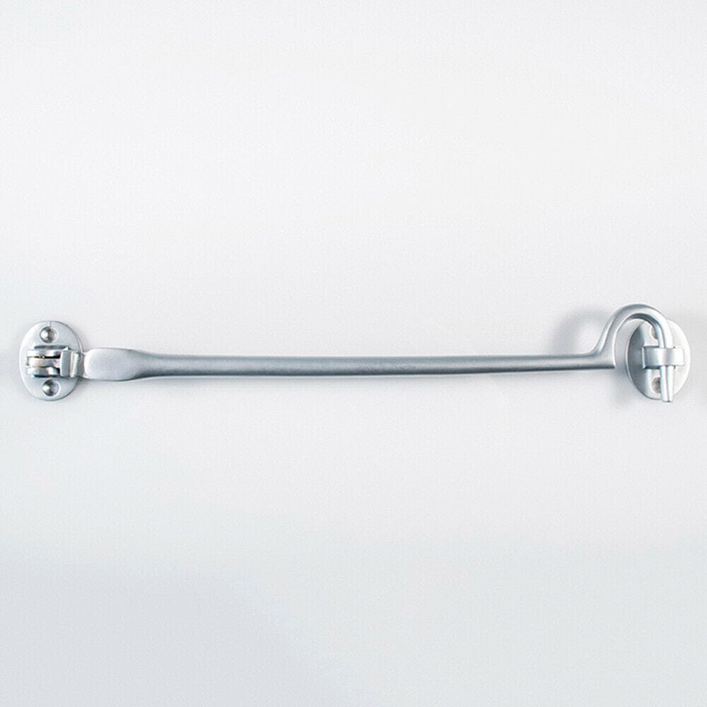 Loops Heavy Duty Cabin Hook & Eye Satin Chrome 305mm Arm Cabinet Hatch Lock