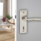 image 2 of Nevada Metal Lever Latch Door Handles Set Round Rose Internal & External | Silver | Satin Nickel Keyhole | 1