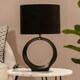 image 1 of ValueLights Tia Pair of Black Hoop Ceramic Bedside Table Lamps with a Fabric Lampshade - Bulbs Included