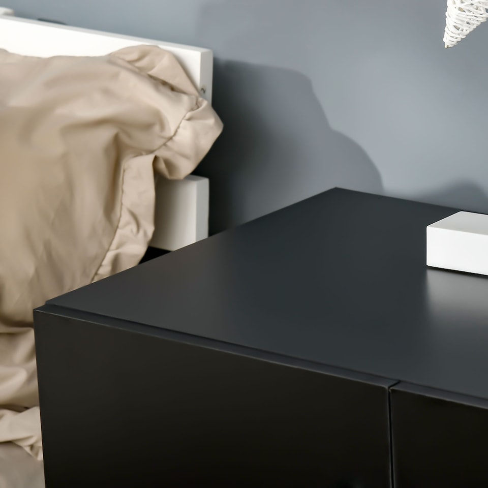 image 1 of HOMCOM Storage Cabinet w  Two Shelves Wooden Sideboard Freestanding Kitchen Cupboard Bookcase - Black