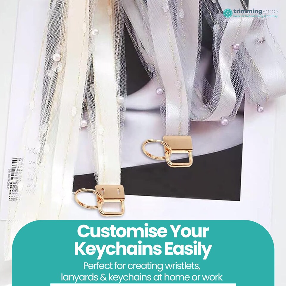 image 1 of 25mm Lanyard Keychain Hardware Fob Key Ring with Ring Clamps - 5pcs