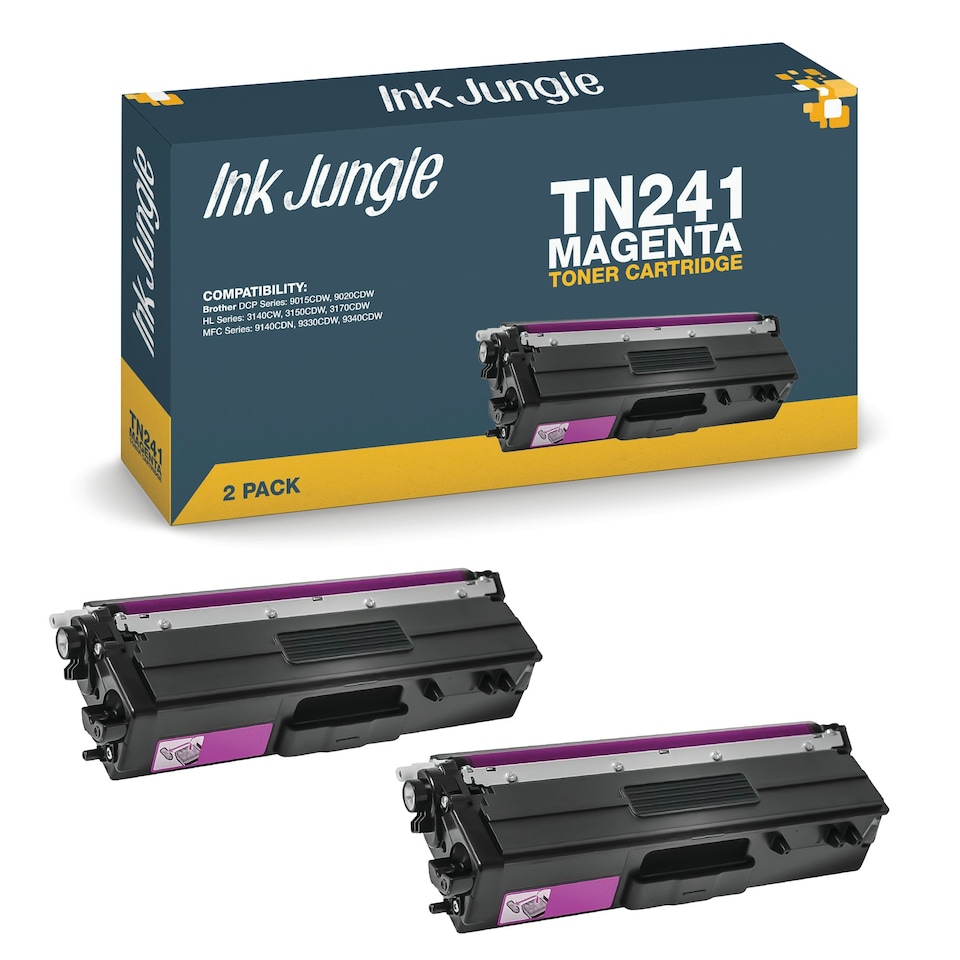 image 1 of 2x Compatible Brother TN241 Magenta Toner Cartridges Pink